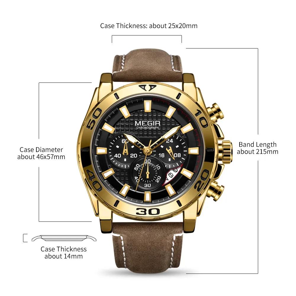 MEGIR Men Watches Brand Luxury Sports Quartz Chronograph Men's Army Military Wristwatch Leather Strap Male Clock Reloj Hombre 2094 by MEGIR WATCH GROUP