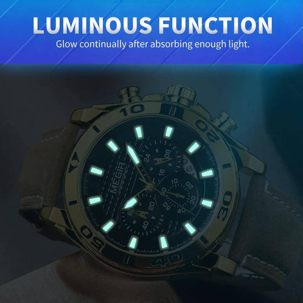 MEGIR Men Watches Brand Luxury Sports Quartz Chronograph Men's Army Military Wristwatch Leather Strap Male Clock Reloj Hombre 2094 by MEGIR WATCH GROUP