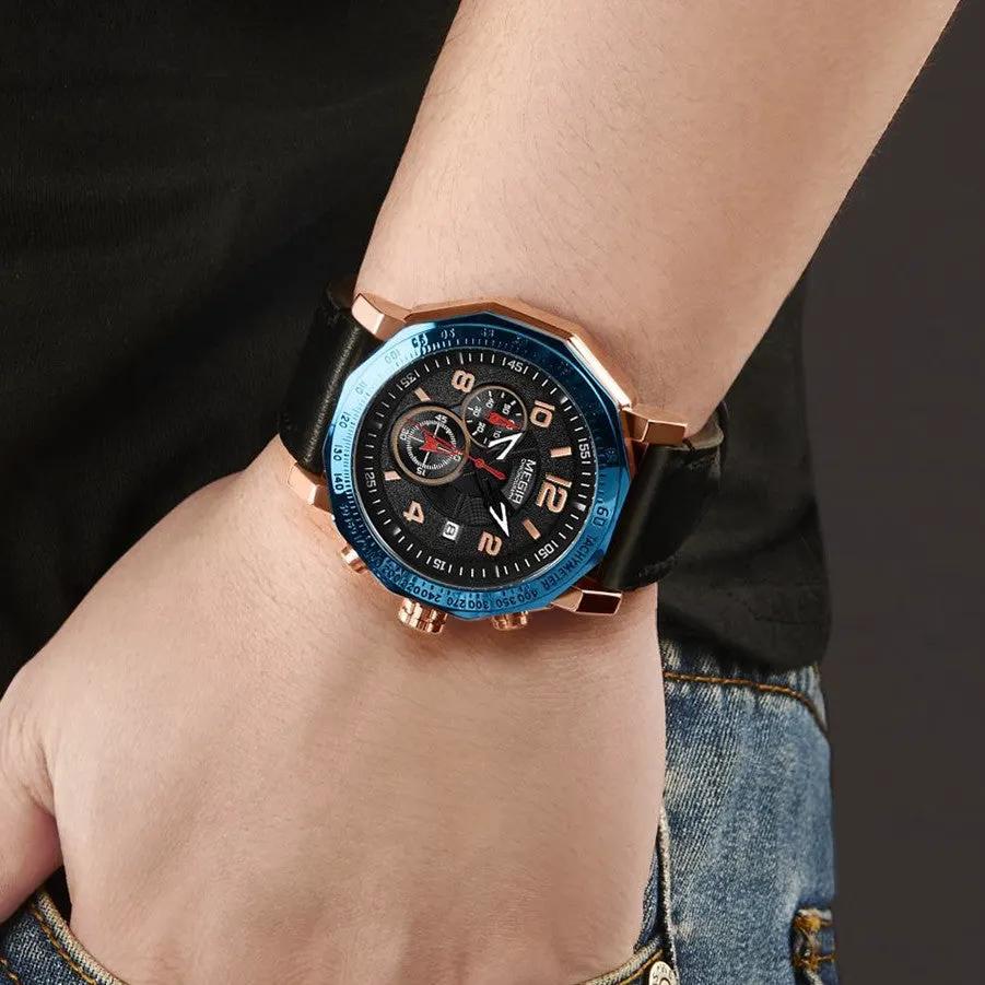 MEGIR Men's Sport Watch Large Dial Quartz Luminous Wristwatch Date Clock Fashion Relogio Masculino Leather Chronograph for Men 2048 by MEGIR WATCH GROUP