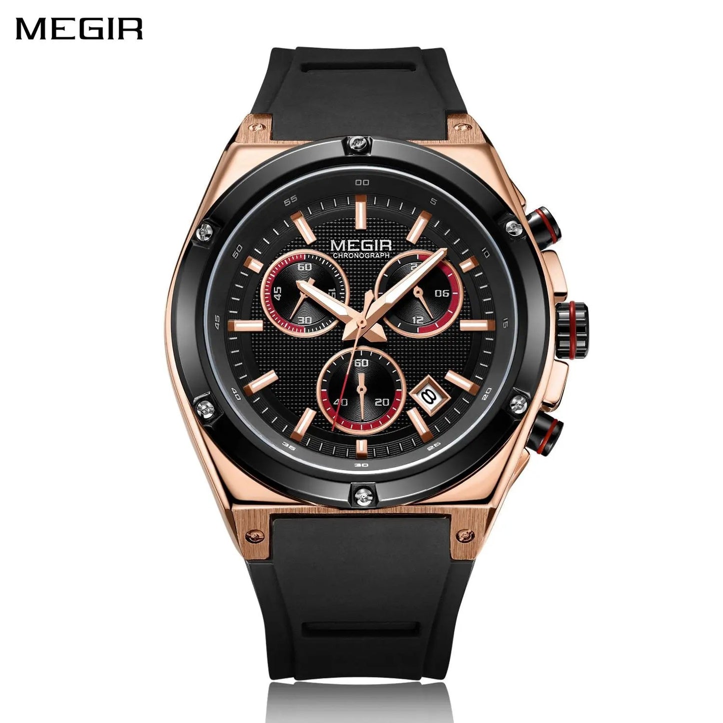 MEGIR Mens Watches Silicone Quartz Wrist Watch Chronograph Fashion Sport Business Wristwatch Luminous Male Clock Montre Homme 2073 by MEGIR WATCH GROUP