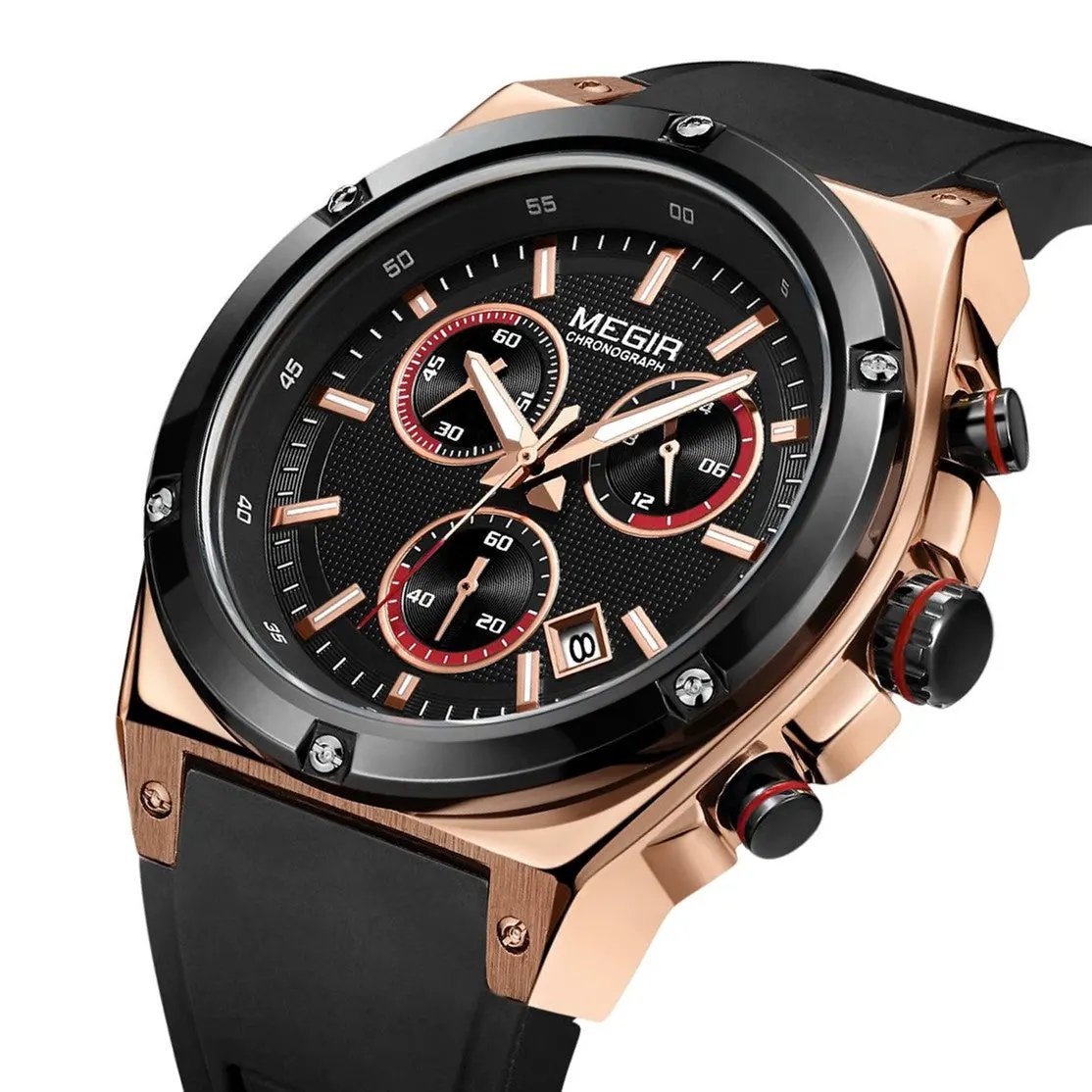 MEGIR Mens Watches Silicone Quartz Wrist Watch Chronograph Fashion Sport Business Wristwatch Luminous Male Clock Montre Homme 2073 by MEGIR WATCH GROUP
