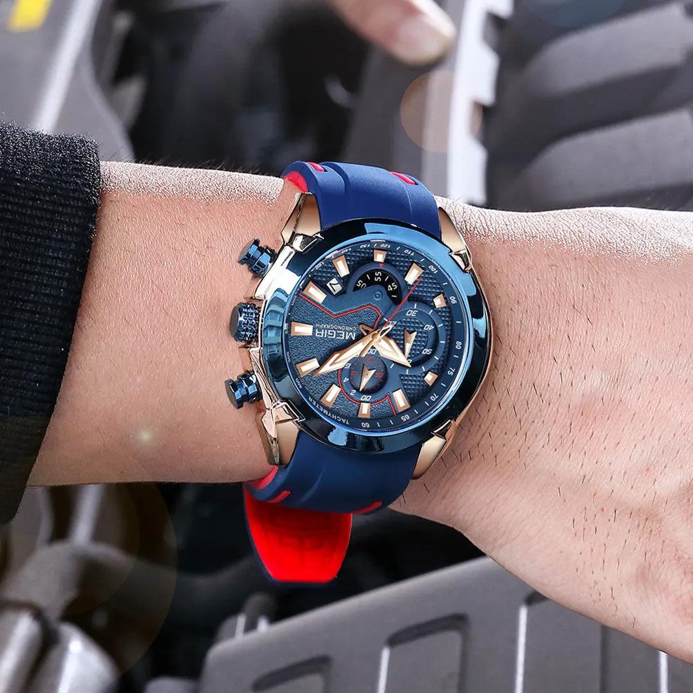 MEGIR Fashion Men's Watches Silicone Military Sport Watch Waterproof Date Chronograph Clock Wristwatch Relogio Masculino 2065 by MEGIR WATCH GROUP