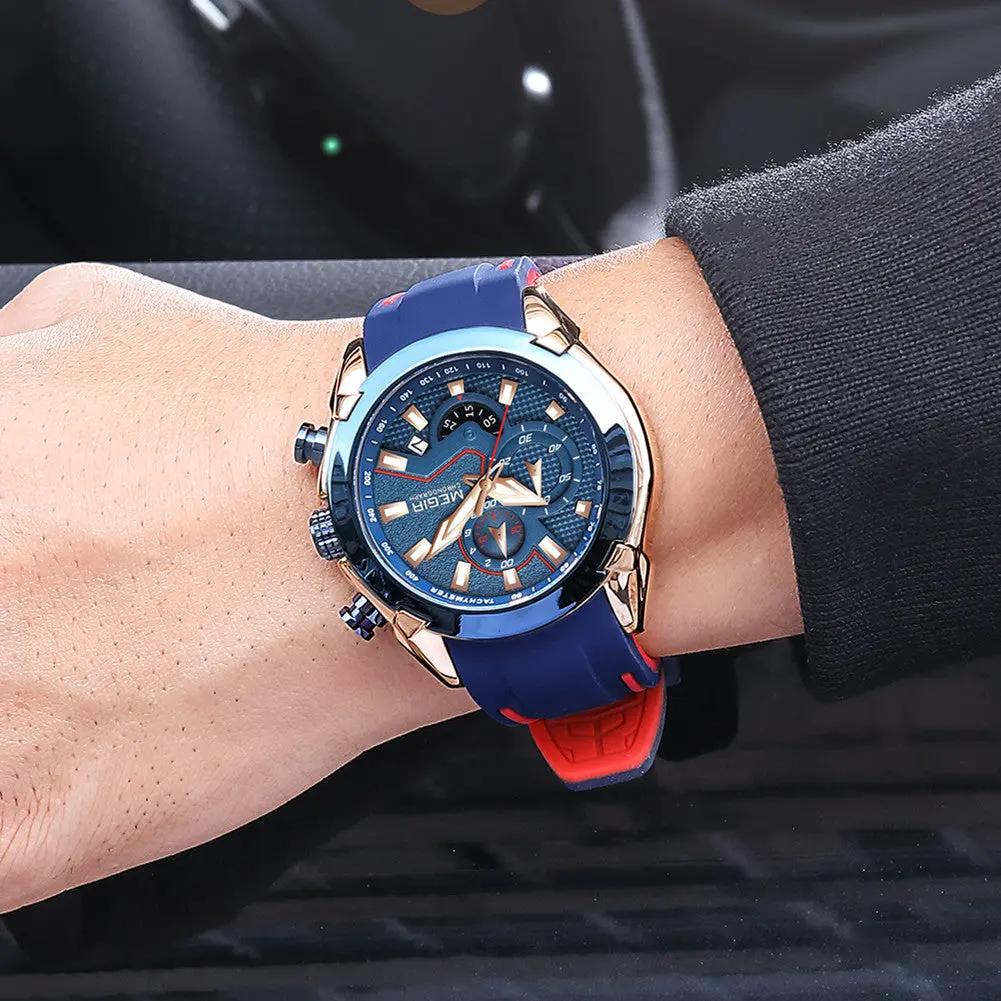 MEGIR Fashion Men's Watches Silicone Military Sport Watch Waterproof Date Chronograph Clock Wristwatch Relogio Masculino 2065 by MEGIR WATCH GROUP