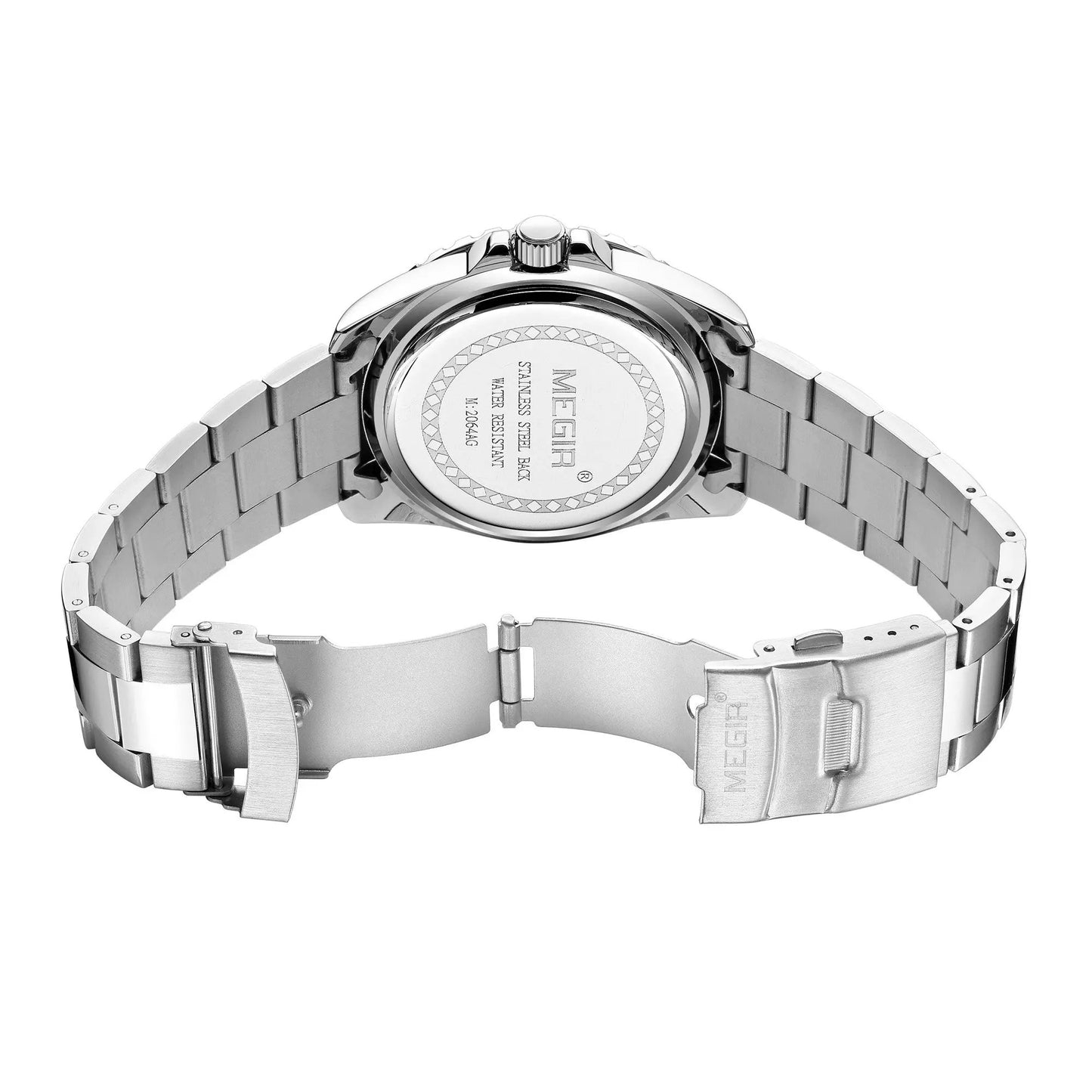 MEGIR Fashion Men Watches Top Luxury Stainless Steel Quartz Wristwatch Calendar Luminous Clock Large Dial Relogio Masculino 2064AG by MEGIR WATCH GROUP