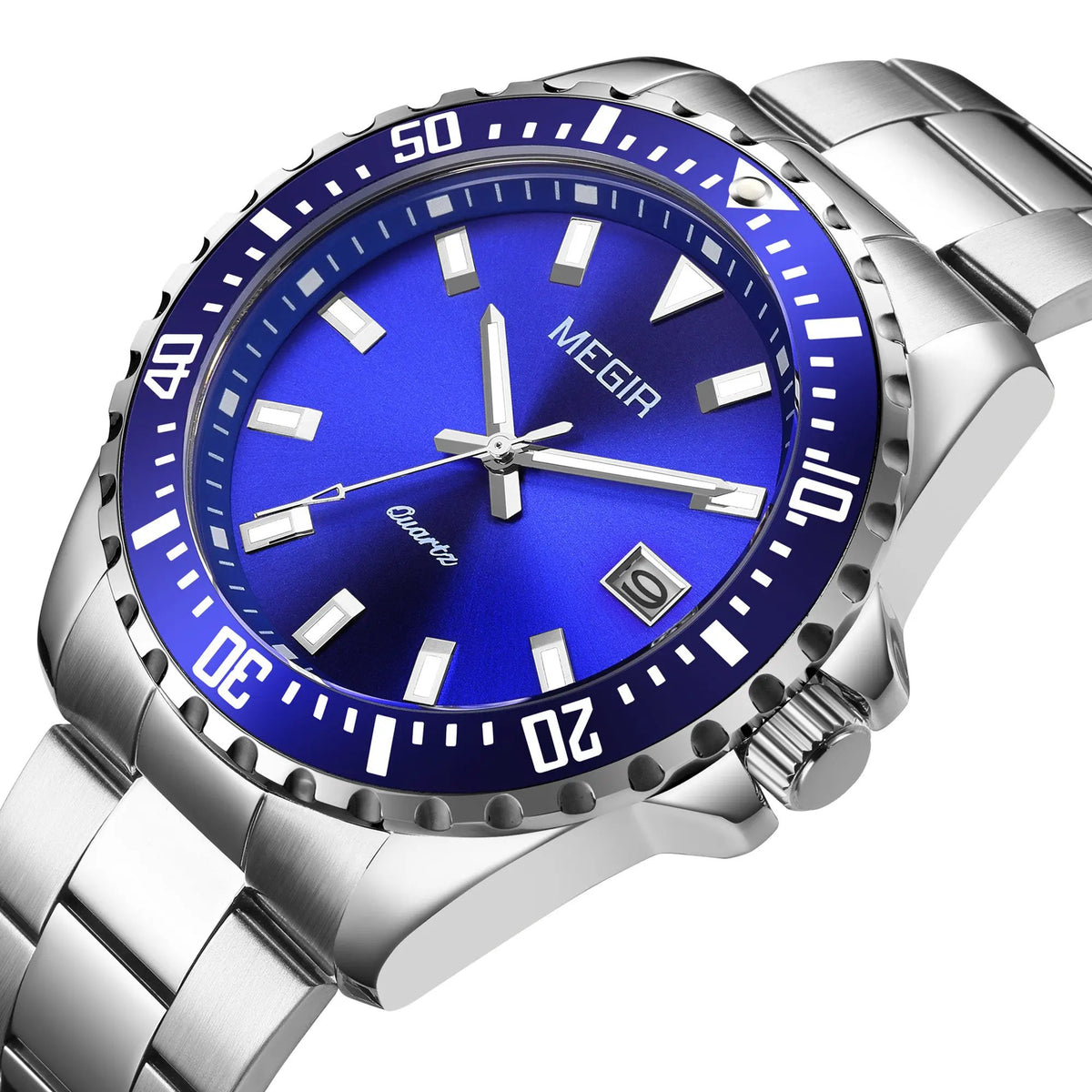 MEGIR Fashion Men Watches Top Luxury Stainless Steel Quartz Wristwatch Calendar Luminous Clock Large Dial Relogio Masculino 2064AG by MEGIR WATCH GROUP