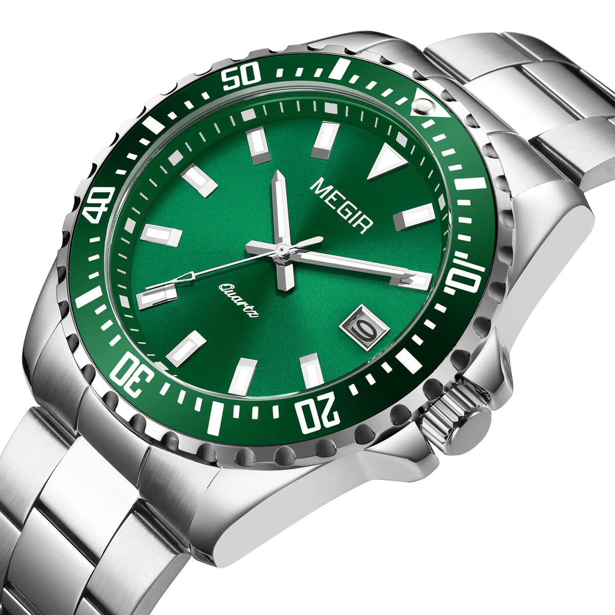 MEGIR Fashion Men Watches Top Luxury Stainless Steel Quartz Wristwatch Calendar Luminous Clock Large Dial Relogio Masculino 2064AG by MEGIR WATCH GROUP