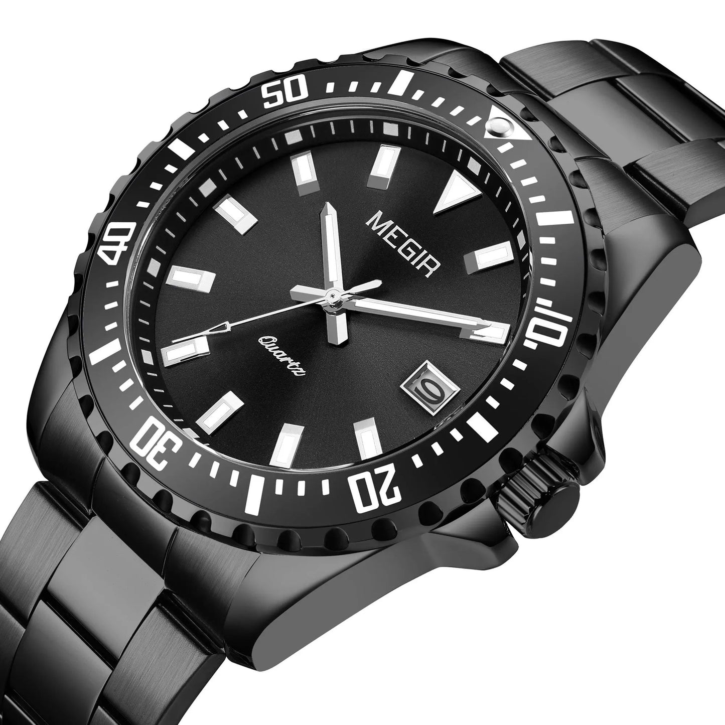 MEGIR Fashion Men Watches Top Luxury Stainless Steel Quartz Wristwatch Calendar Luminous Clock Large Dial Relogio Masculino 2064AG by MEGIR WATCH GROUP