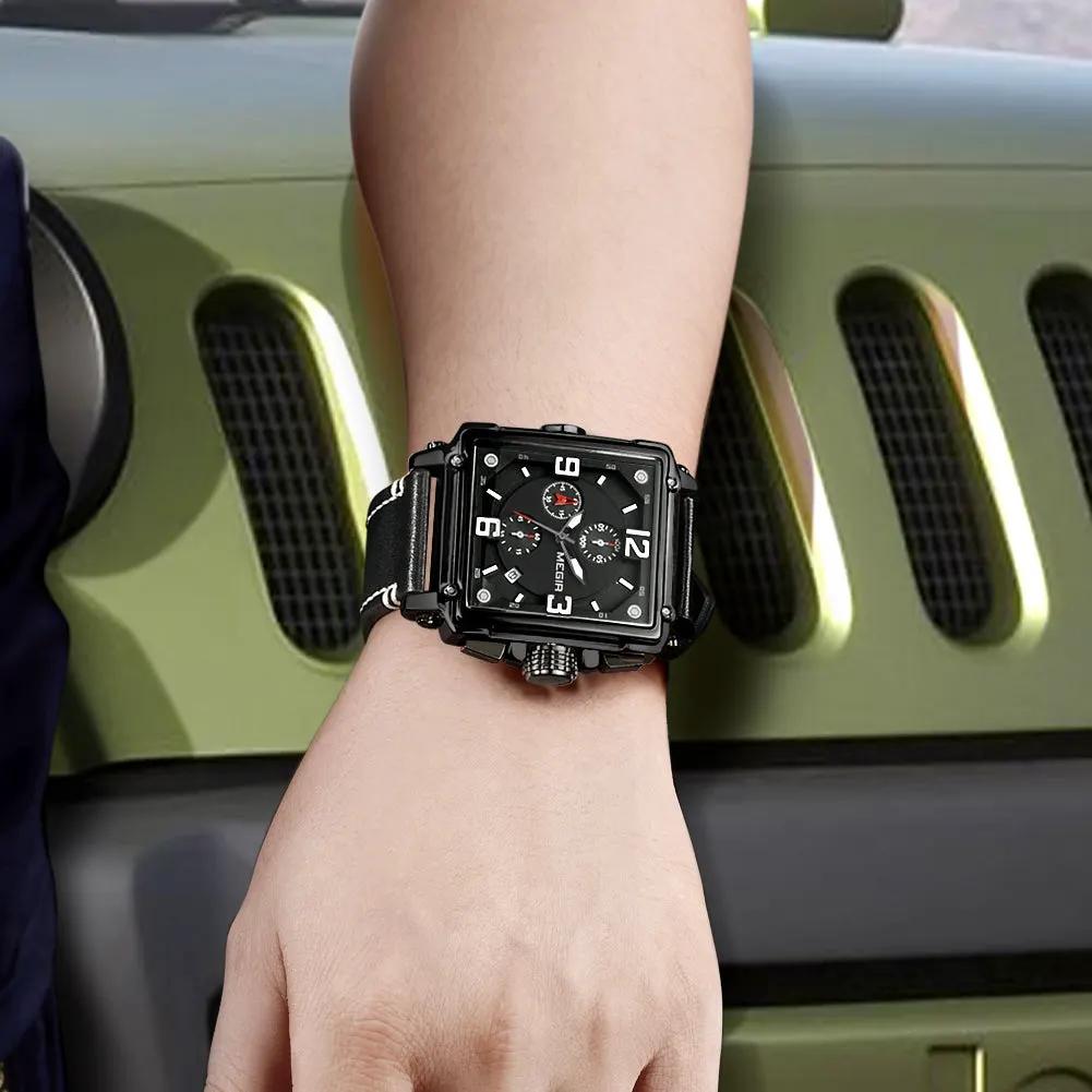MEGIR Men Watch Top Brand Luxury Chronograph Quartz Watches Clock Waterproof Leather Strap Sport Military Wristwatch Relogio Masculino 2061 by MEGIR WATCH GROUP