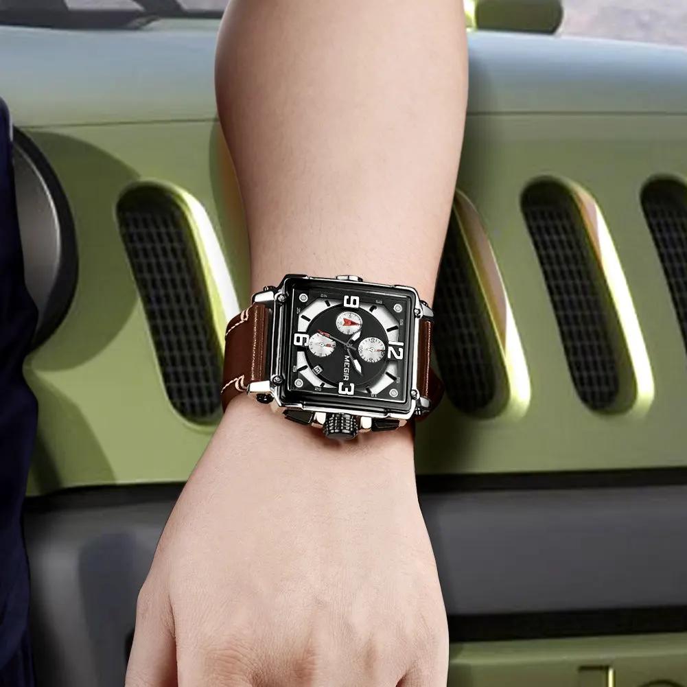 MEGIR Men Watch Top Brand Luxury Chronograph Quartz Watches Clock Waterproof Leather Strap Sport Military Wristwatch Relogio Masculino 2061 by MEGIR WATCH GROUP