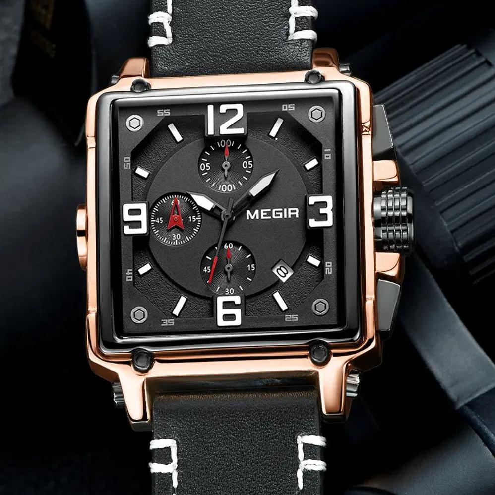 MEGIR Men Watch Top Brand Luxury Chronograph Quartz Watches Clock Waterproof Leather Strap Sport Military Wristwatch Relogio Masculino 2061 by MEGIR WATCH GROUP