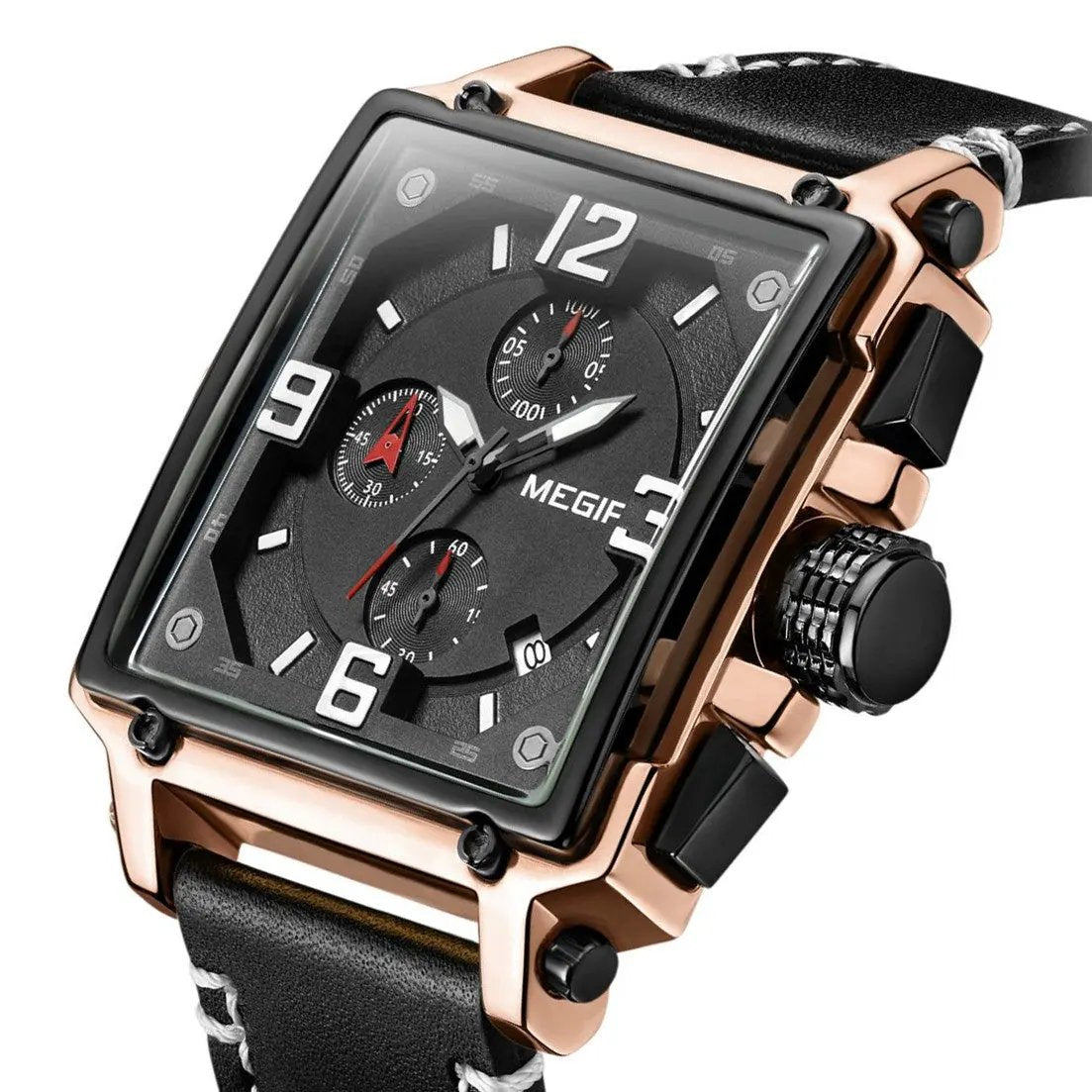 MEGIR Men Watch Top Brand Luxury Chronograph Quartz Watches Clock Waterproof Leather Strap Sport Military Wristwatch Relogio Masculino 2061 by MEGIR WATCH GROUP