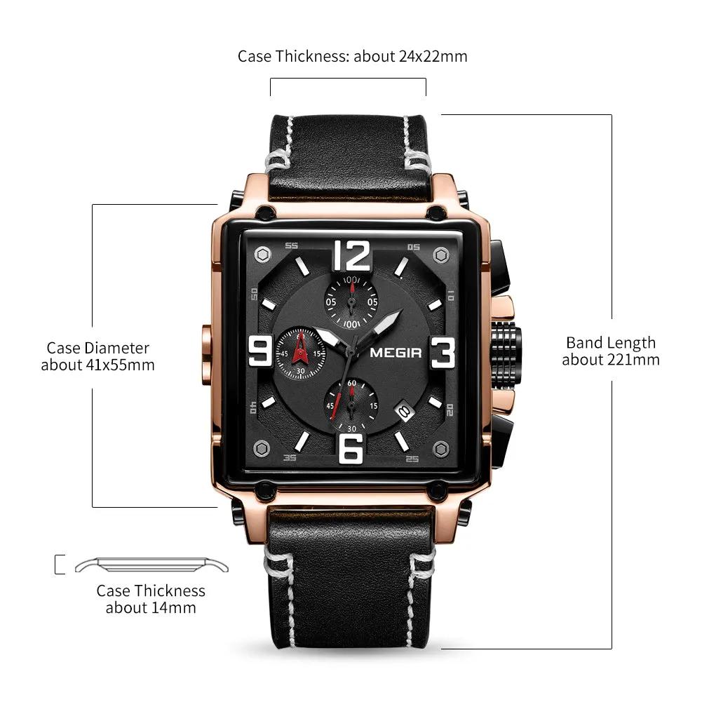 MEGIR Men Watch Top Brand Luxury Chronograph Quartz Watches Clock Waterproof Leather Strap Sport Military Wristwatch Relogio Masculino 2061 by MEGIR WATCH GROUP