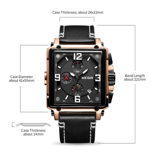 MEGIR Men Watch Top Brand Luxury Chronograph Quartz Watches Clock Waterproof Leather Strap Sport Military Wristwatch Relogio Masculino 2061 by MEGIR WATCH GROUP