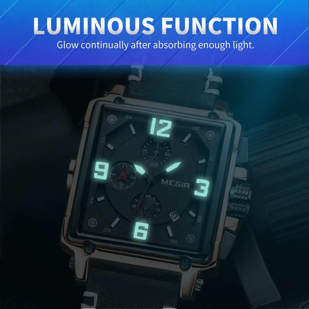 MEGIR Men Watch Top Brand Luxury Chronograph Quartz Watches Clock Waterproof Leather Strap Sport Military Wristwatch Relogio Masculino 2061 by MEGIR WATCH GROUP