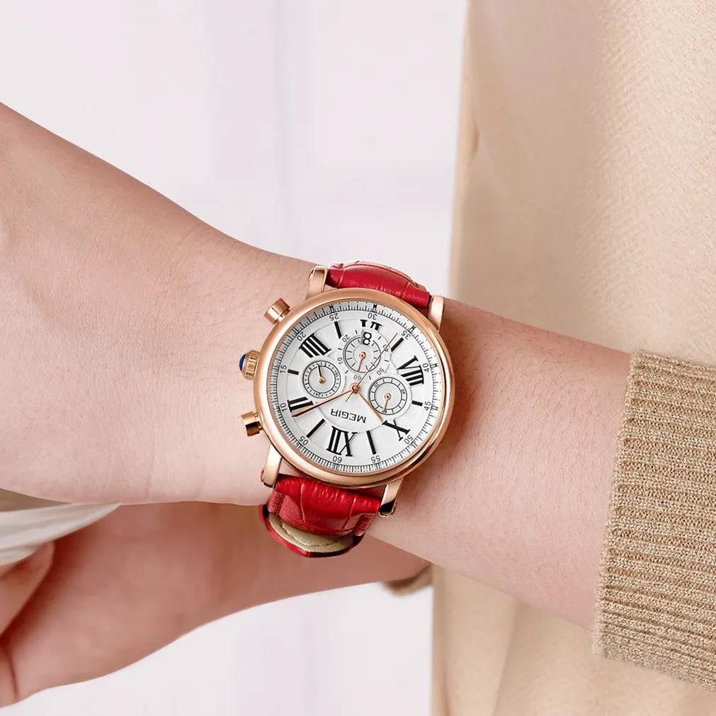 MEGIR Top Brand Quartz Watches for Women Leather Strap Ladies Casual Sport Wristwatch Chronograph Luxury Waterproof Female Clock 2058 by MEGIR WATCH GROUP