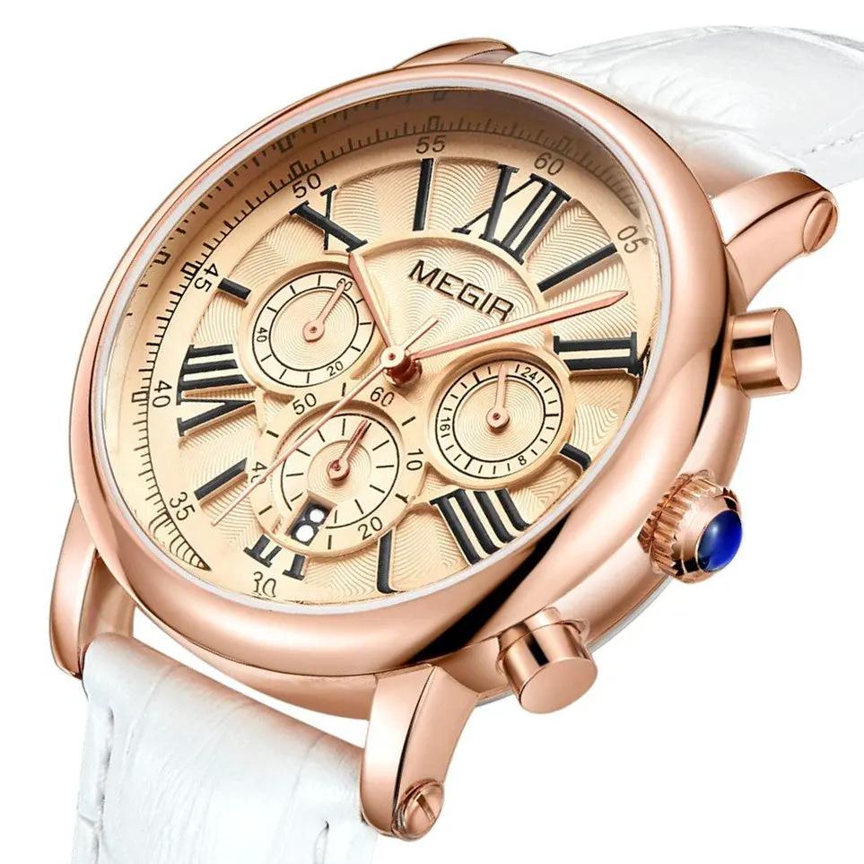 MEGIR Top Brand Quartz Watches for Women Leather Strap Ladies Casual Sport Wristwatch Chronograph Luxury Waterproof Female Clock 2058 by MEGIR WATCH GROUP