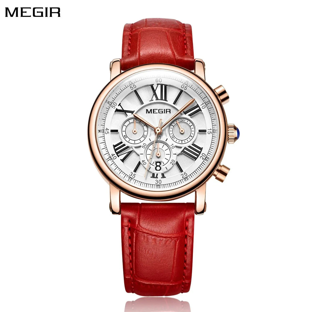 MEGIR Top Brand Quartz Watches for Women Leather Strap Ladies Casual Sport Wristwatch Chronograph Luxury Waterproof Female Clock 2058 by MEGIR WATCH GROUP