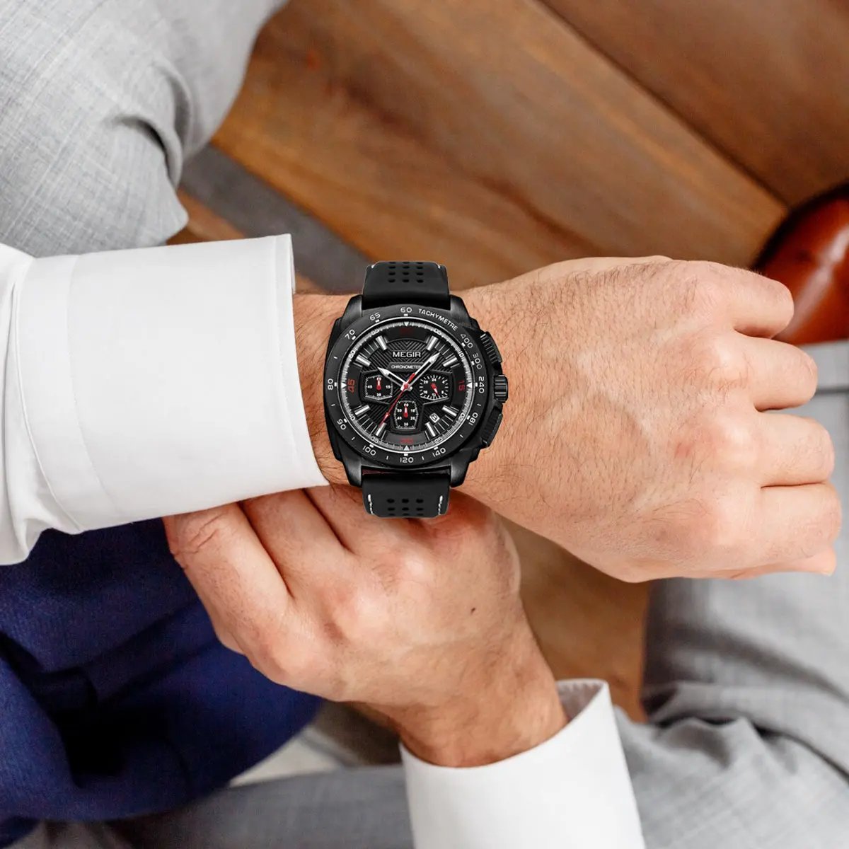 MEGIR Chronograph Men Sport Watches Fashion Silicone Strap Military Quartz Wristwatch Clock Relogio Masculino 2056 by MEGIR WATCH GROUP