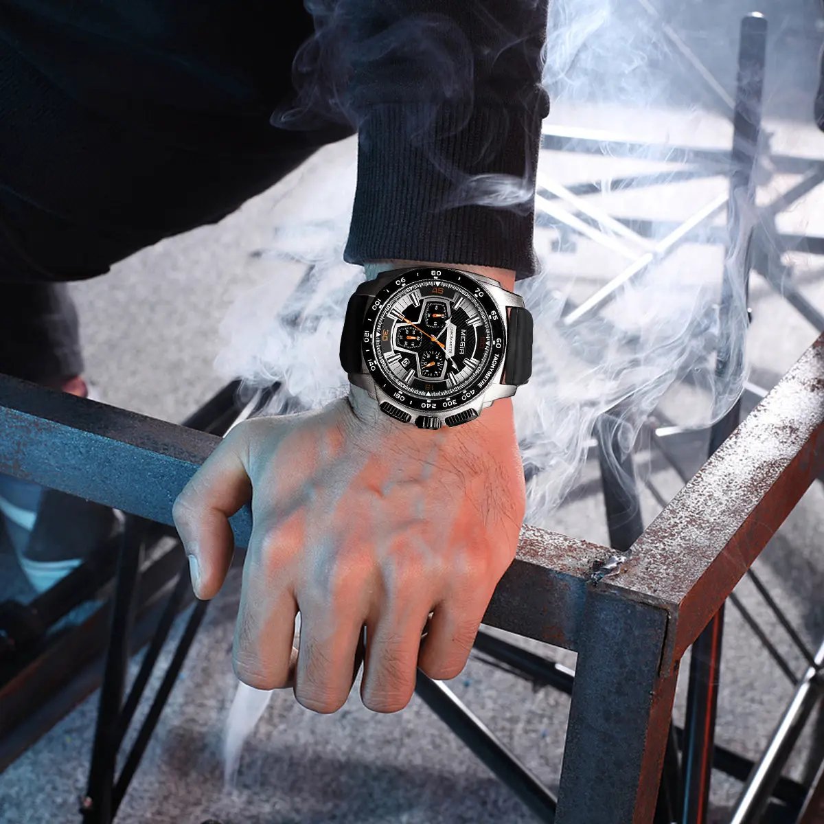 MEGIR Chronograph Men Sport Watches Fashion Silicone Strap Military Quartz Wristwatch Clock Relogio Masculino 2056 by MEGIR WATCH GROUP
