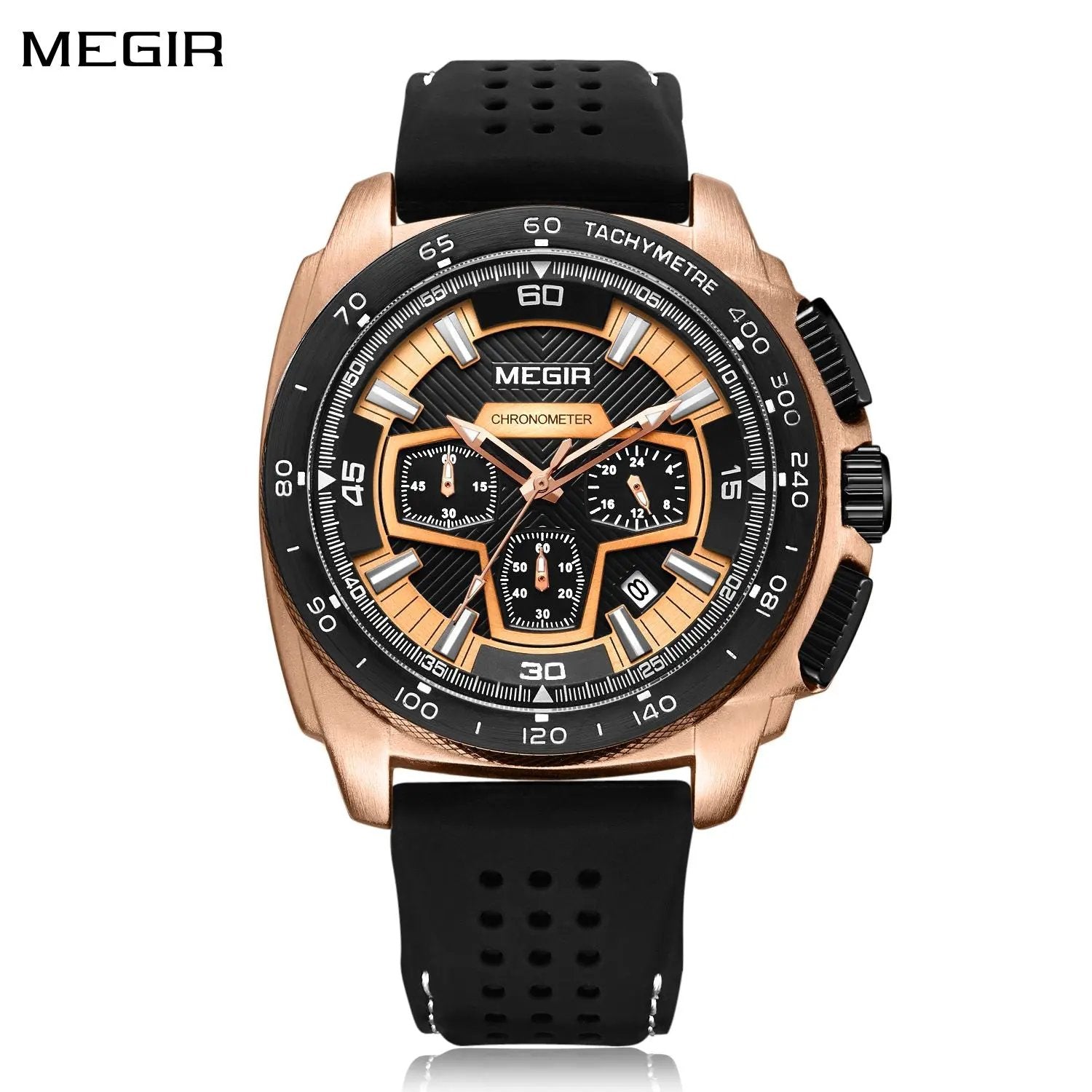 MEGIR Chronograph Men Sport Watches Fashion Silicone Strap Military Quartz Wristwatch Clock Relogio Masculino 2056 by MEGIR WATCH GROUP