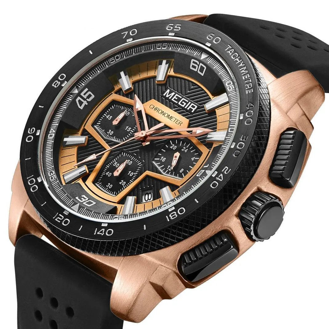 MEGIR Chronograph Men Sport Watches Fashion Silicone Strap Military Quartz Wristwatch Clock Relogio Masculino 2056 by MEGIR WATCH GROUP
