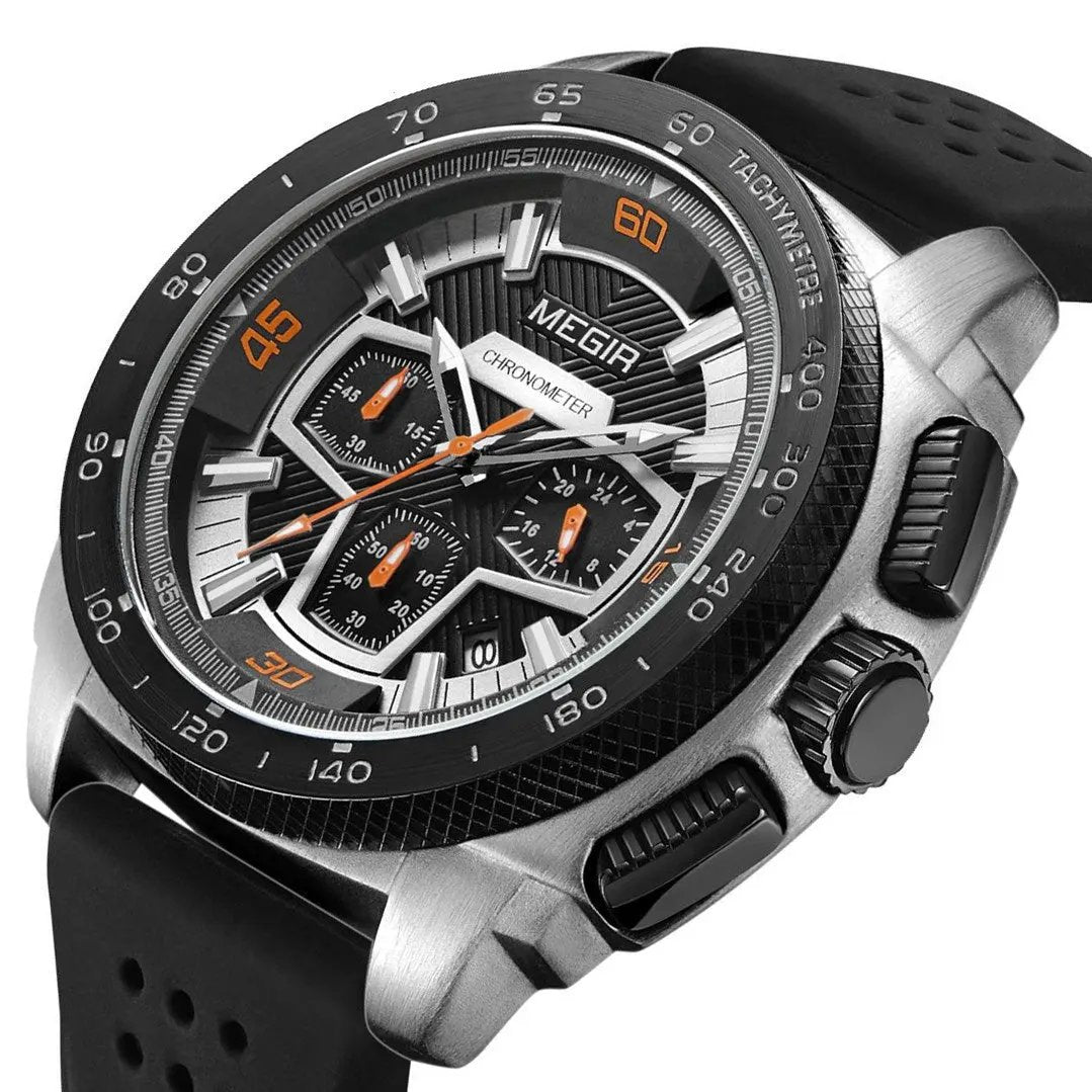 MEGIR Chronograph Men Sport Watches Fashion Silicone Strap Military Quartz Wristwatch Clock Relogio Masculino 2056 by MEGIR WATCH GROUP