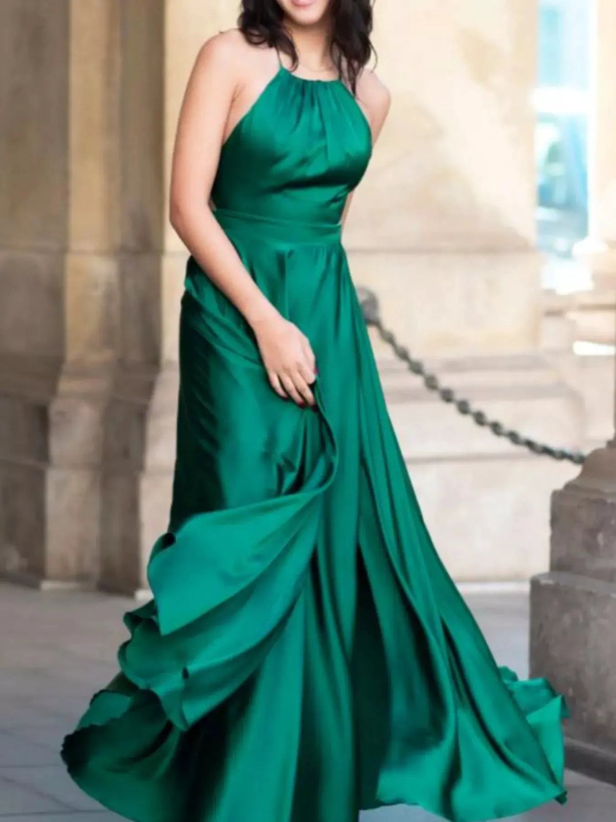 Halter Neck Slit Maxi Dress by Partner Label