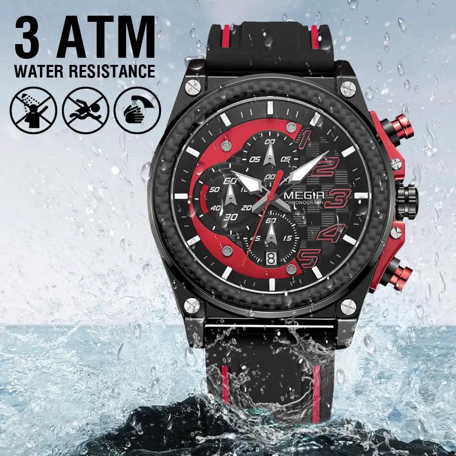 MEGIR Chronograph Sports Watch Men Silicone Military Watches Waterproof Date Clock Fashion Quartz Wristwatches Reloj Hombre 2051 by MEGIR WATCH GROUP