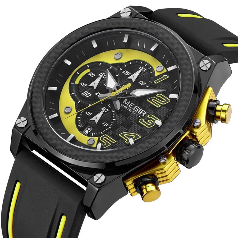 MEGIR Chronograph Sports Watch Men Silicone Military Watches Waterproof Date Clock Fashion Quartz Wristwatches Reloj Hombre 2051 by MEGIR WATCH GROUP