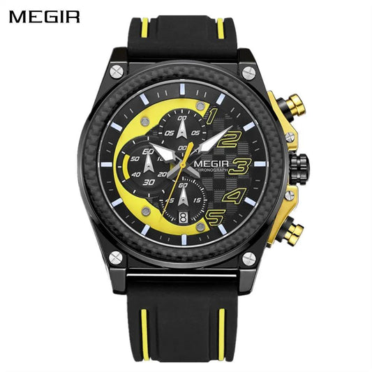 MEGIR Chronograph Sports Watch Men Silicone Military Watches Waterproof Date Clock Fashion Quartz Wristwatches Reloj Hombre 2051 by MEGIR WATCH GROUP