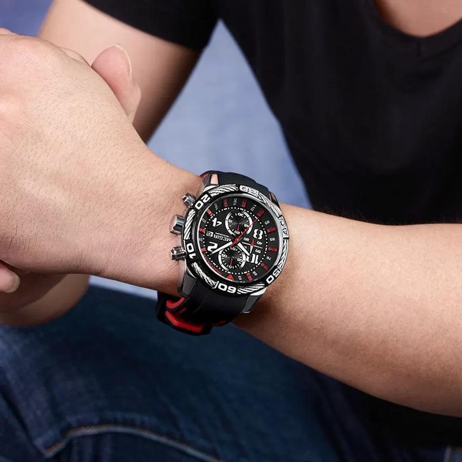 MEGIR Fashion Sports Watches for Men Luxury Quartz Casual Wristwatch Silicone Strap Man Chronograph Clock Relogio Masculino 2045 by MEGIR WATCH GROUP