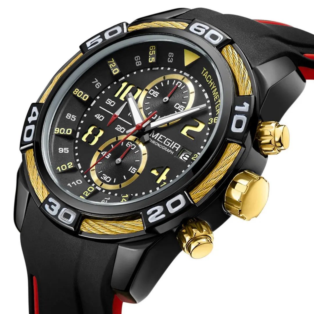 MEGIR Fashion Sports Watches for Men Luxury Quartz Casual Wristwatch Silicone Strap Man Chronograph Clock Relogio Masculino 2045 by MEGIR WATCH GROUP
