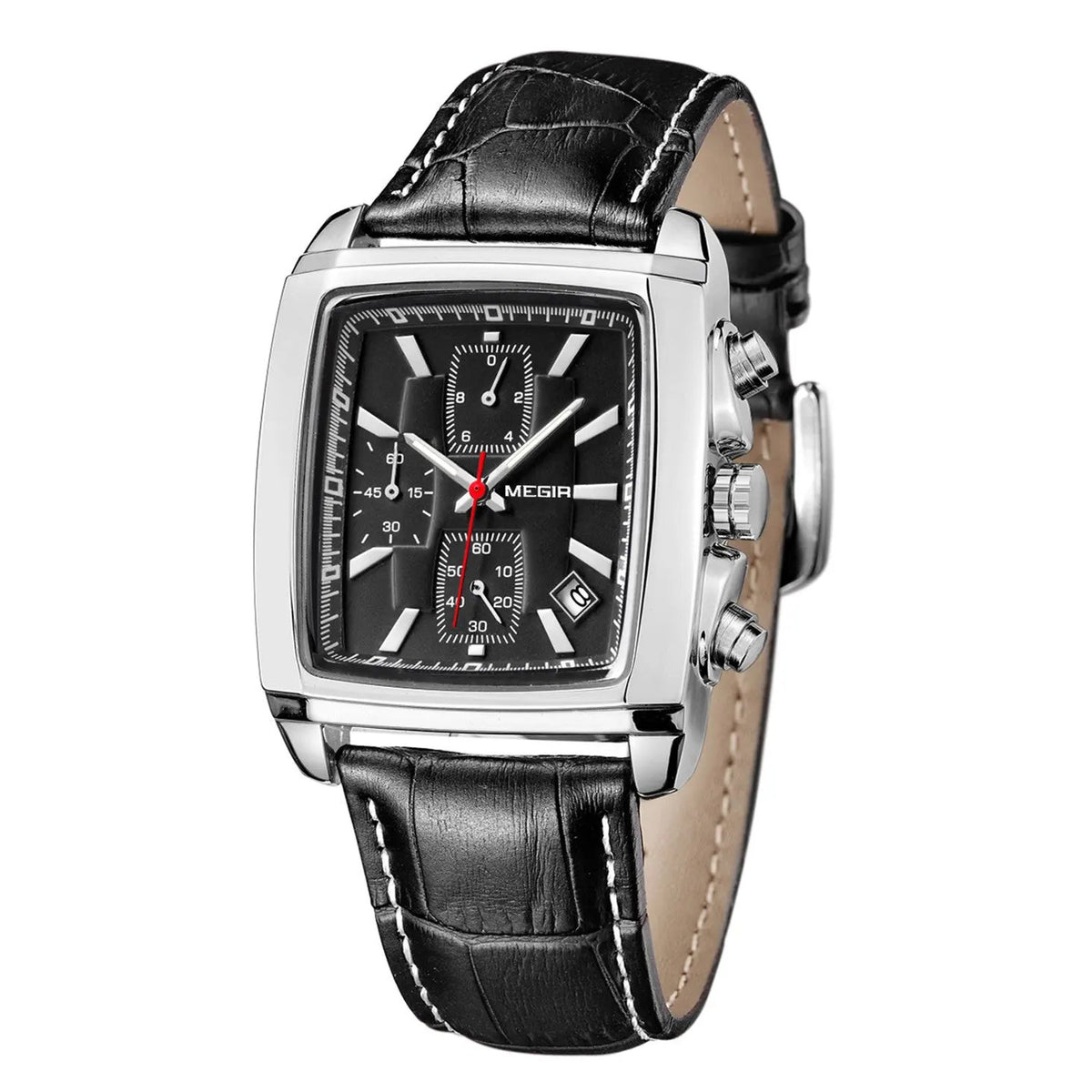 MEGIR Watch Men Business Wristwatch Rectangle Quartz Military Watches Waterproof Luminous Leather Strap Sport Casual Clock Reloj Hombre 2028 by MEGIR WATCH GROUP