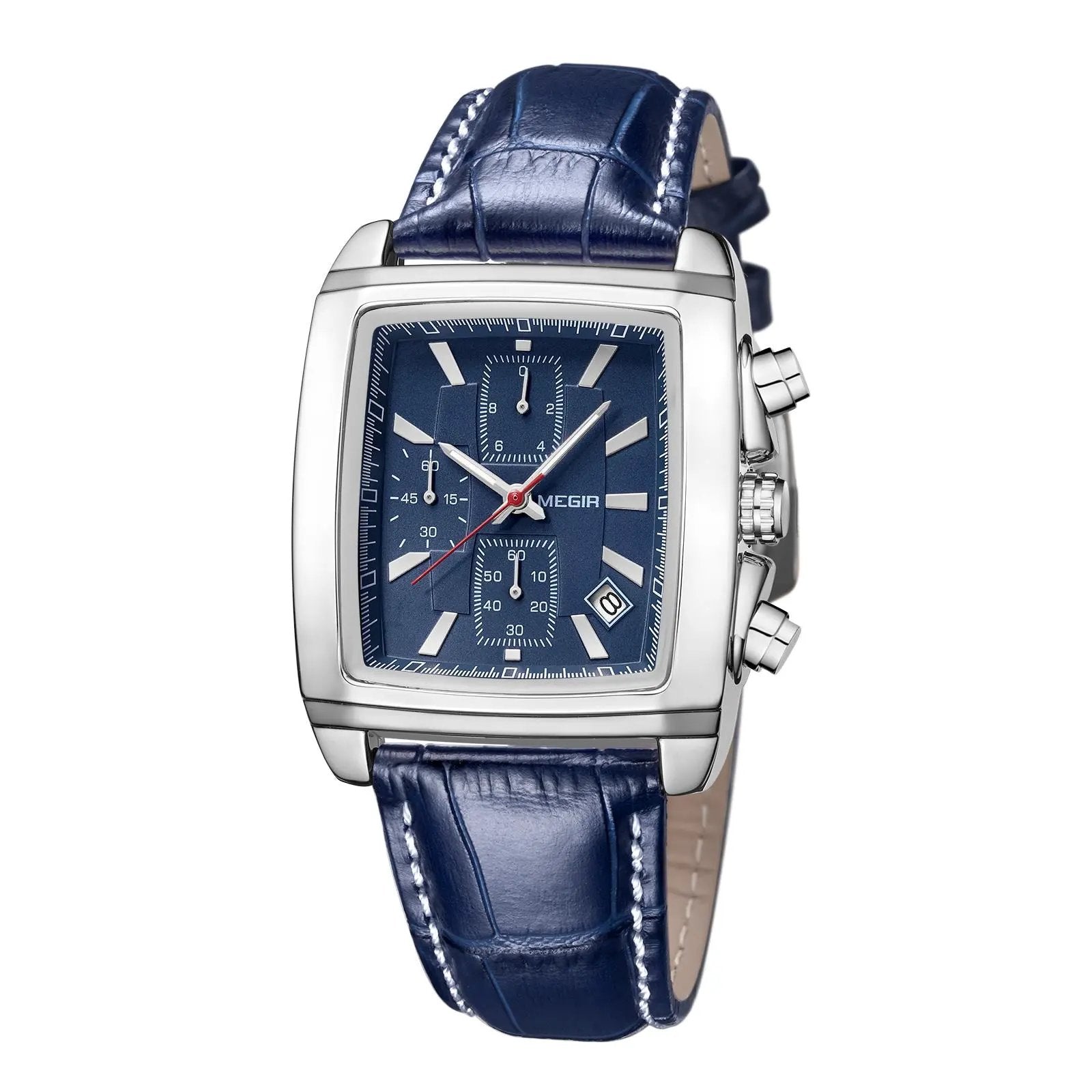 MEGIR Watch Men Business Wristwatch Rectangle Quartz Military Watches Waterproof Luminous Leather Strap Sport Casual Clock Reloj Hombre 2028 by MEGIR WATCH GROUP