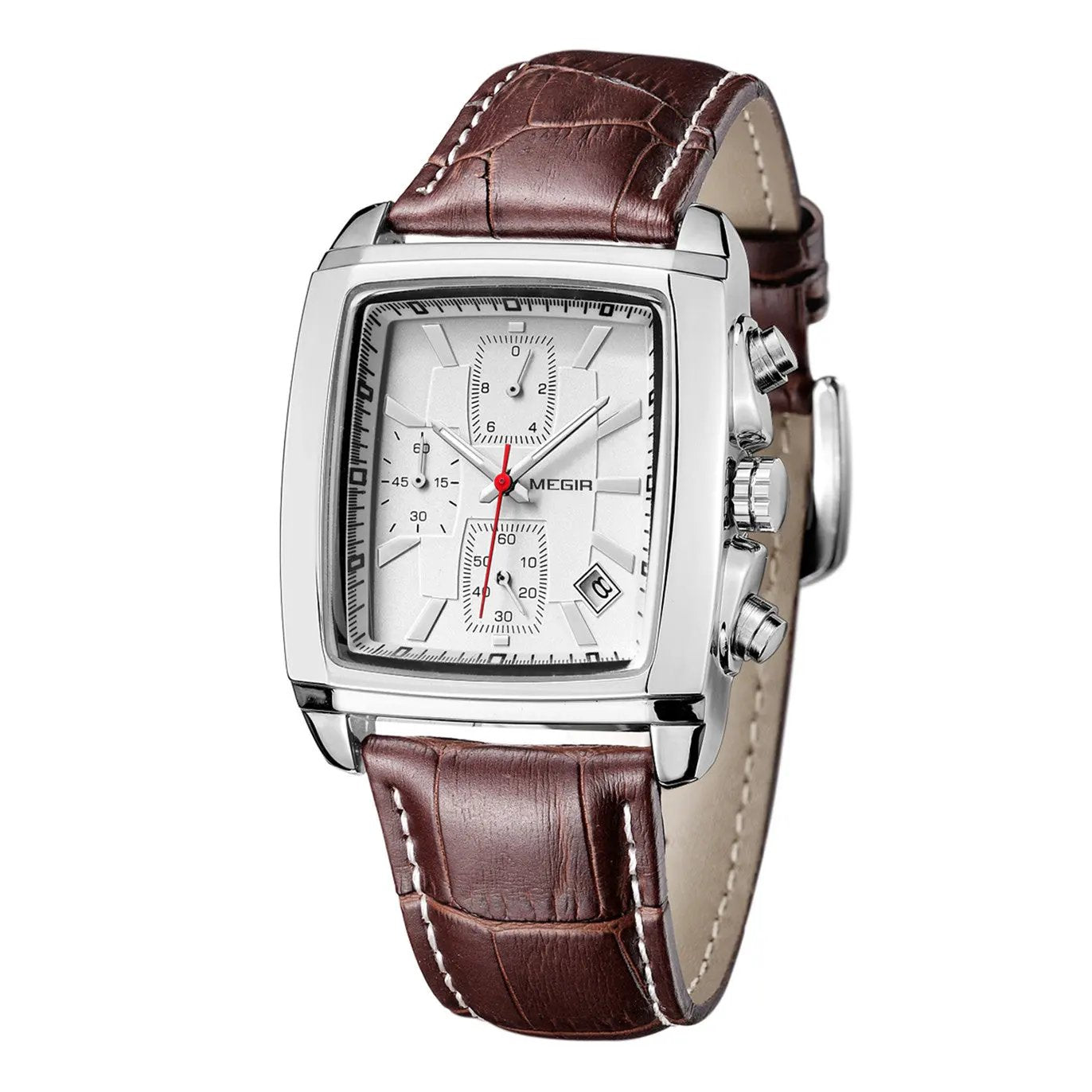 MEGIR Watch Men Business Wristwatch Rectangle Quartz Military Watches Waterproof Luminous Leather Strap Sport Casual Clock Reloj Hombre 2028 by MEGIR WATCH GROUP