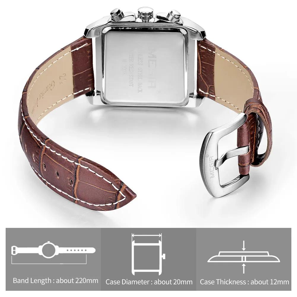 MEGIR Watch Men Business Wristwatch Rectangle Quartz Military Watches Waterproof Luminous Leather Strap Sport Casual Clock Reloj Hombre 2028 by MEGIR WATCH GROUP