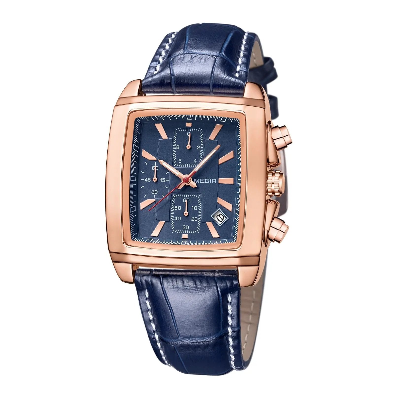 MEGIR Watch Men Business Wristwatch Rectangle Quartz Military Watches Waterproof Luminous Leather Strap Sport Casual Clock Reloj Hombre 2028 by MEGIR WATCH GROUP