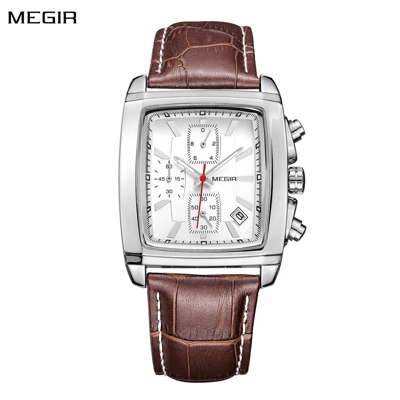 MEGIR Watch Men Business Wristwatch Rectangle Quartz Military Watches Waterproof Luminous Leather Strap Sport Casual Clock Reloj Hombre 2028 by MEGIR WATCH GROUP