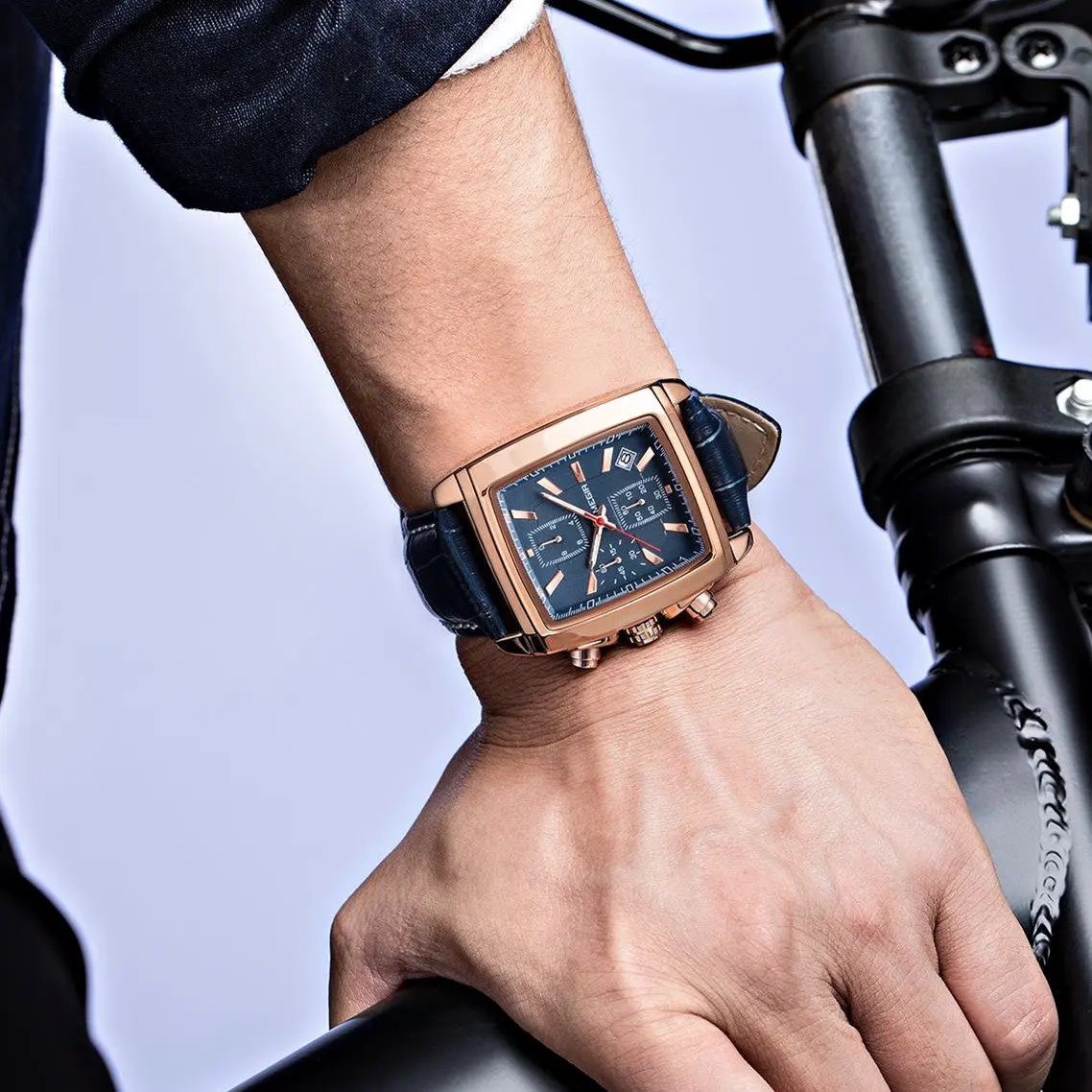 MEGIR Watch Men Business Wristwatch Rectangle Quartz Military Watches Waterproof Luminous Leather Strap Sport Casual Clock Reloj Hombre 2028 by MEGIR WATCH GROUP