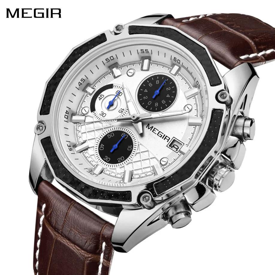 MEGIR Men's Watch Brand Luxury Casual Sport Watches Quartz Chronograph Leather Strap Waterproof Wristwatch Calendar Male Clock 2015 by MEGIR WATCH GROUP