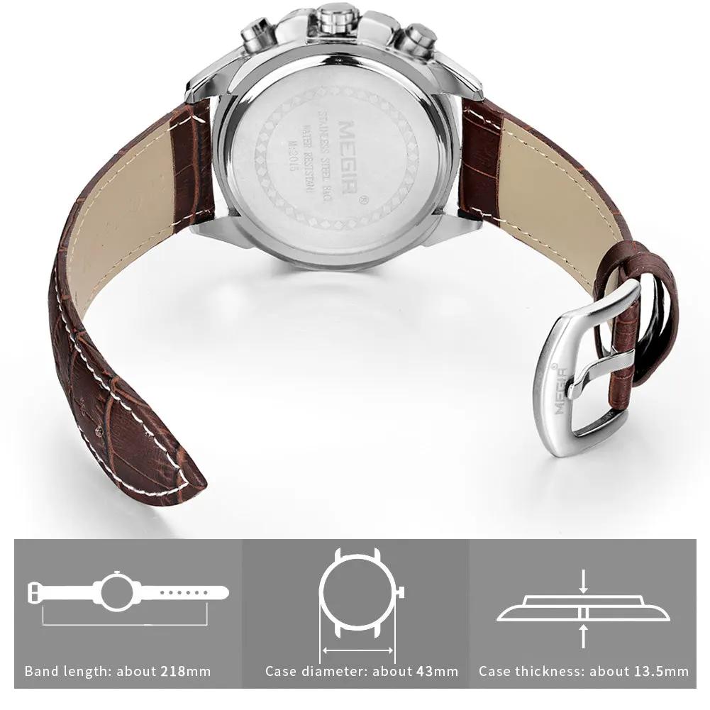 MEGIR Men's Watch Brand Luxury Casual Sport Watches Quartz Chronograph Leather Strap Waterproof Wristwatch Calendar Male Clock 2015 by MEGIR WATCH GROUP