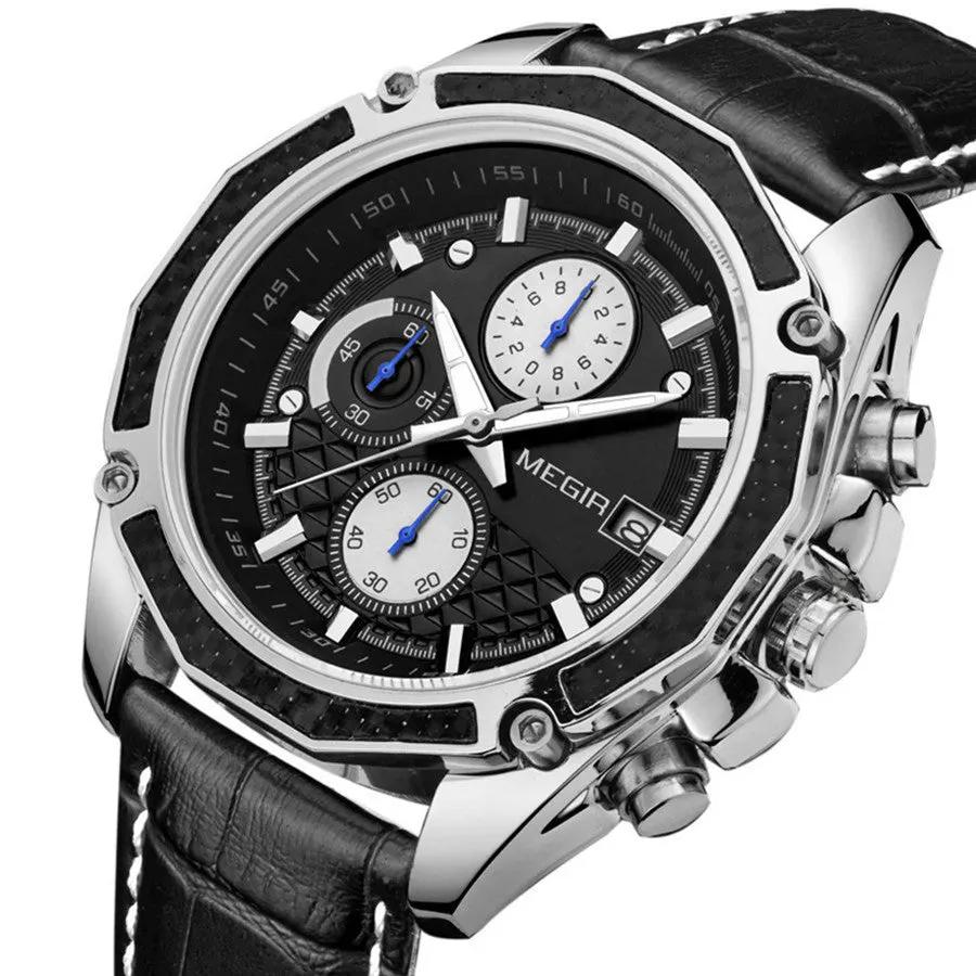 MEGIR Men's Watch Brand Luxury Casual Sport Watches Quartz Chronograph Leather Strap Waterproof Wristwatch Calendar Male Clock 2015 by MEGIR WATCH GROUP