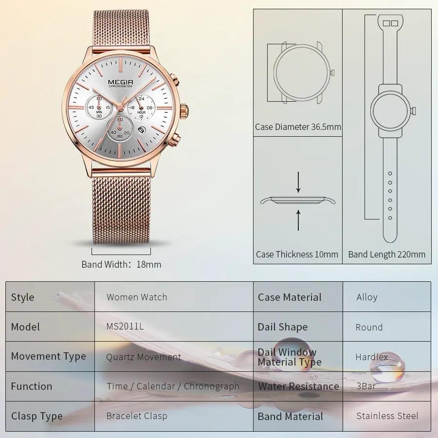 MEGIR Luxury Women Watches Chronograph Waterproof Quartz Ladies Sport Casual Wristwatch Female Dress Clock 24-hour Relogio Feminino 2011 by MEGIR WATCH GROUP