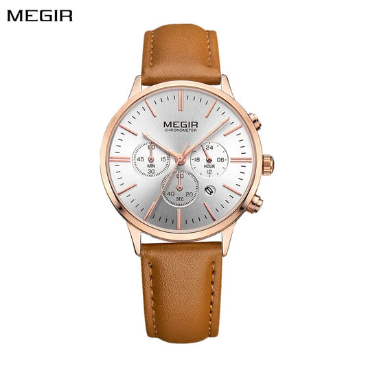 MEGIR Women Casual Watches Leather Strap Ladies Quartz Wristwatches Fashion Female Dress Clock Chronograph Relogio Feminino 2011 by MEGIR WATCH GROUP