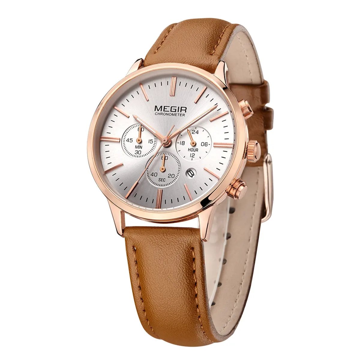 MEGIR Women Casual Watches Leather Strap Ladies Quartz Wristwatches Fashion Female Dress Clock Chronograph Relogio Feminino 2011 by MEGIR WATCH GROUP