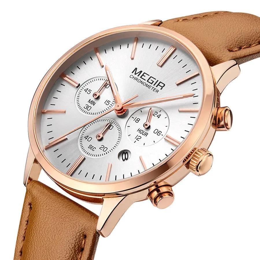 MEGIR Women Casual Watches Leather Strap Ladies Quartz Wristwatches Fashion Female Dress Clock Chronograph Relogio Feminino 2011 by MEGIR WATCH GROUP