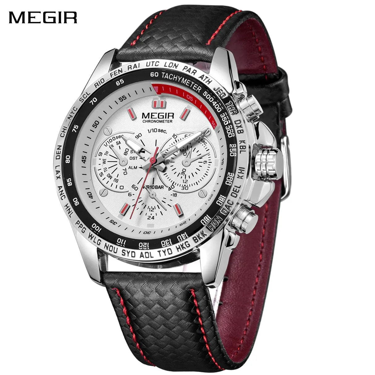 MEGIR Fashion Watches for Men Multifunction Sports Wristwatch Waterproof Quartz Watch Clock Leather Strap Relogio Masculino 1010 by MEGIR WATCH GROUP