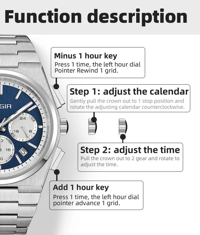 MEGIR Men's Business Watches Original Analogue Quartz Wrist Watch Luminous 5ATM Waterproof Steel Large Dial Clock Reloj Hombre 8402 by MEGIR WATCH GROUP