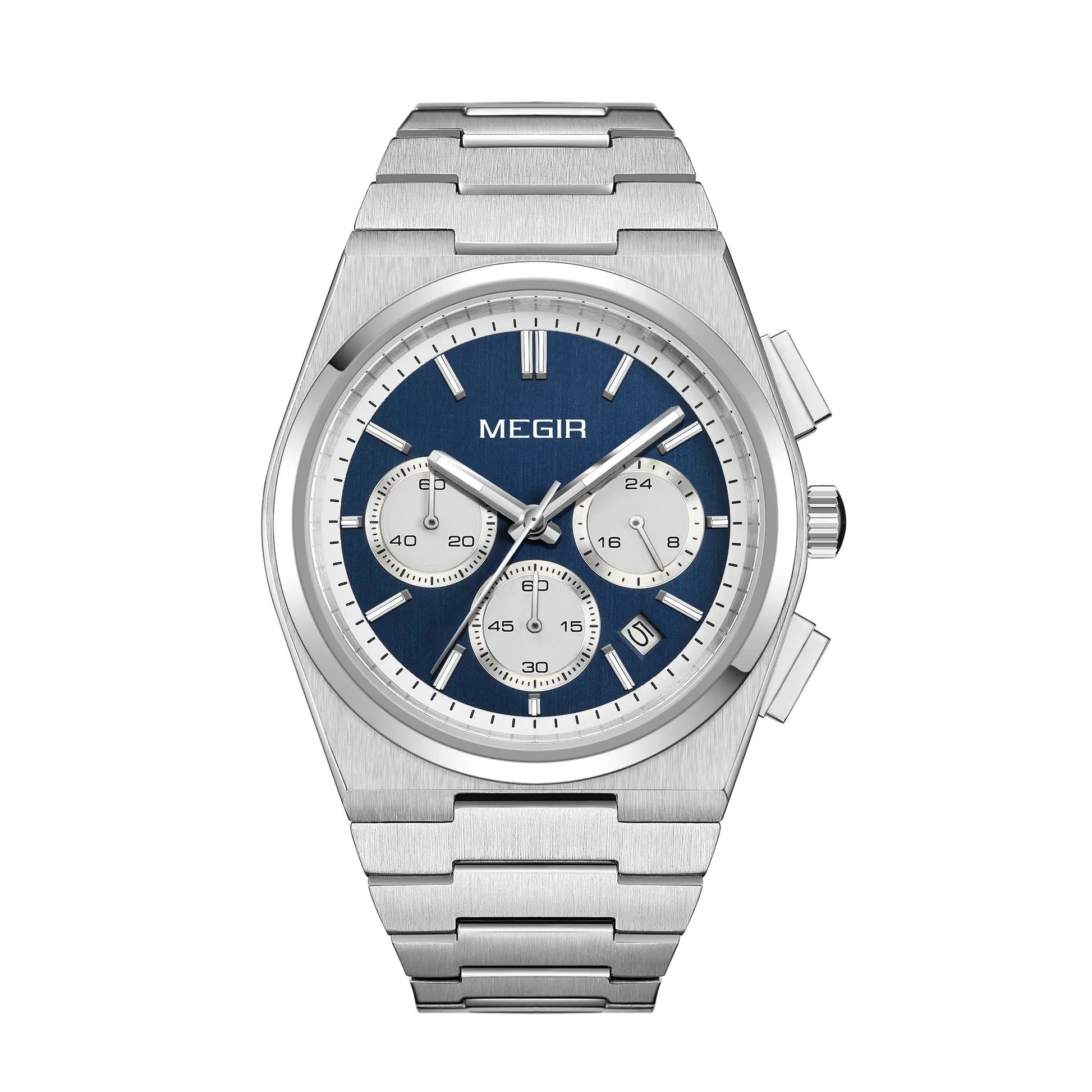 MEGIR Men's Business Watches Original Analogue Quartz Wrist Watch Luminous 5ATM Waterproof Steel Large Dial Clock Reloj Hombre 8402 by MEGIR WATCH GROUP