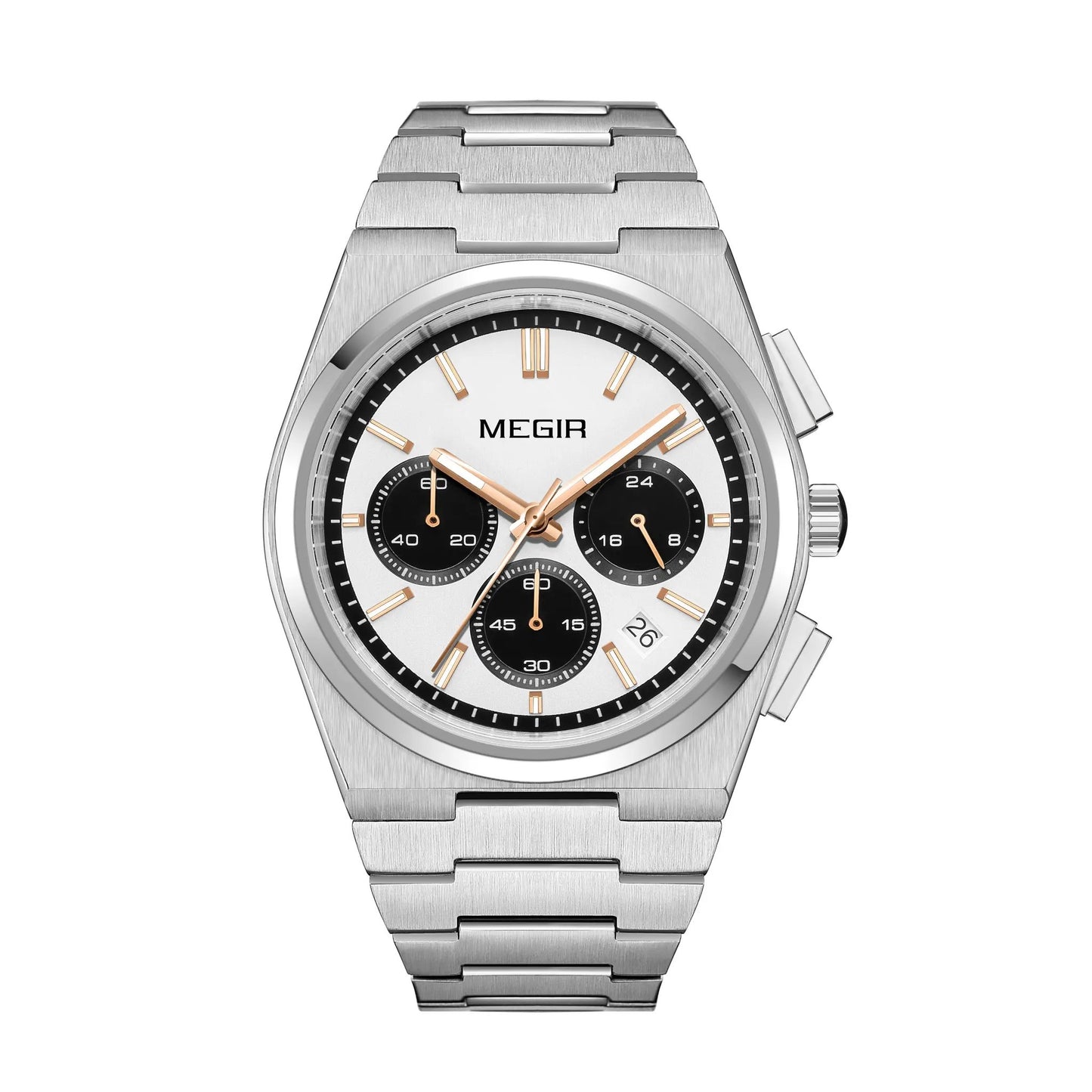 MEGIR Men's Business Watches Original Analogue Quartz Wrist Watch Luminous 5ATM Waterproof Steel Large Dial Clock Reloj Hombre 8402 by MEGIR WATCH GROUP